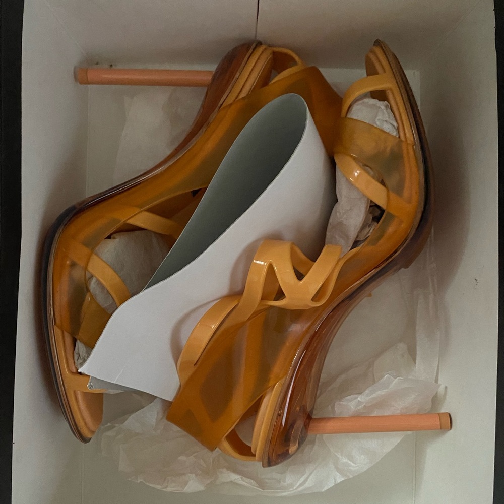 Melissa + Jean Paul Gaultier Salmon Orange Strap Shoes Heels 8